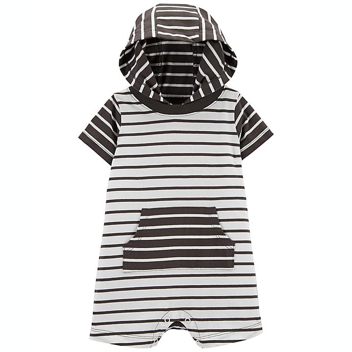 carter's® Striped Cotton Hooded Romper in Black/White
