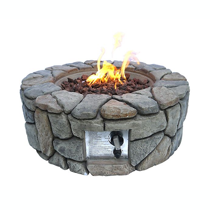 Teamson Home 27 Inch Outdoor Round, Fire Pit Table Propane Round