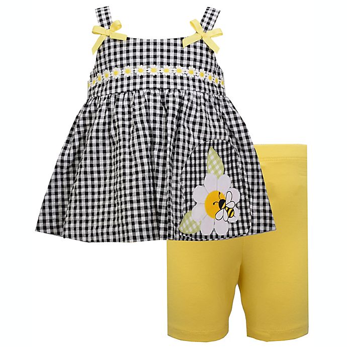Bonnie Baby 2-Piece Bee Seersucker and Short Set in Black/Yellow