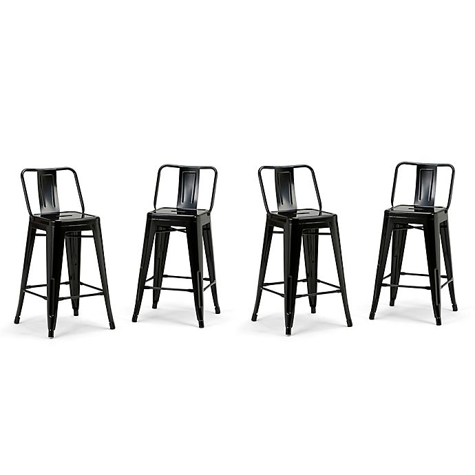 Simpli Home™ Rayne Counter Stools in Black (Set of 4)