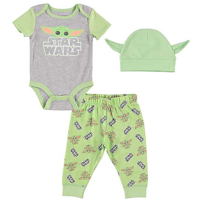 Star Wars® 3-Piece Baby Yoda Bodysuit, Pant, and Hat Set in Green/Multi