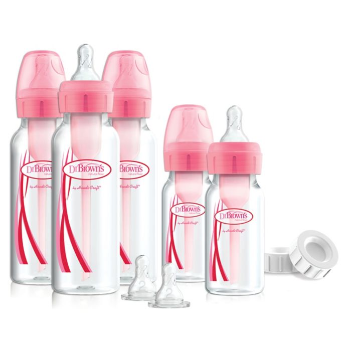 Months 270ml Bottle & Soother Gift Set Pink 1 2 3 6 Pks Dr Brown's Options 1 0 