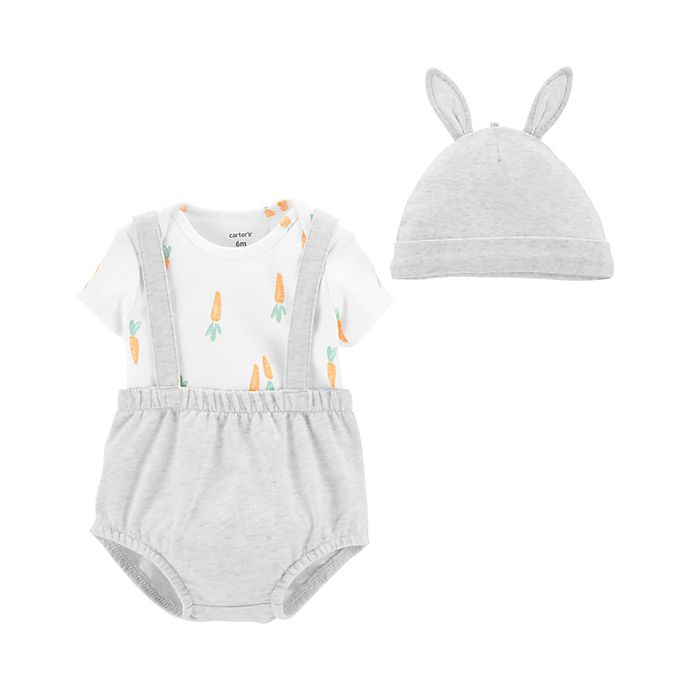 carter's® 3-Piece Easter Bunny Bodysuit, Shortall, and Hat Set in Grey