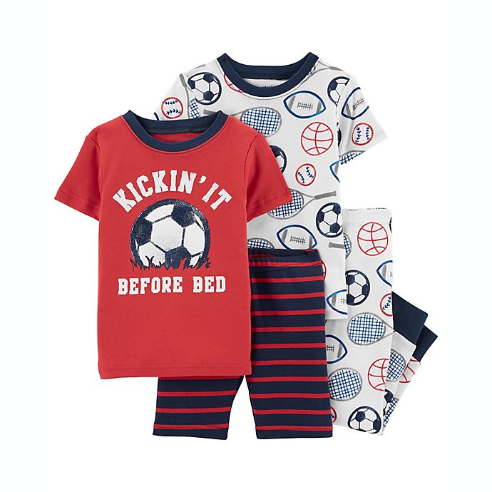 carter's® 4-Piece Soccer 100% Snug Fit Cotton PJs in Red