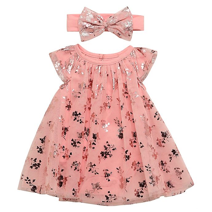 Baby Starters® 2-Piece Tulle A-Line Dress with Headband Set in Rose Gold