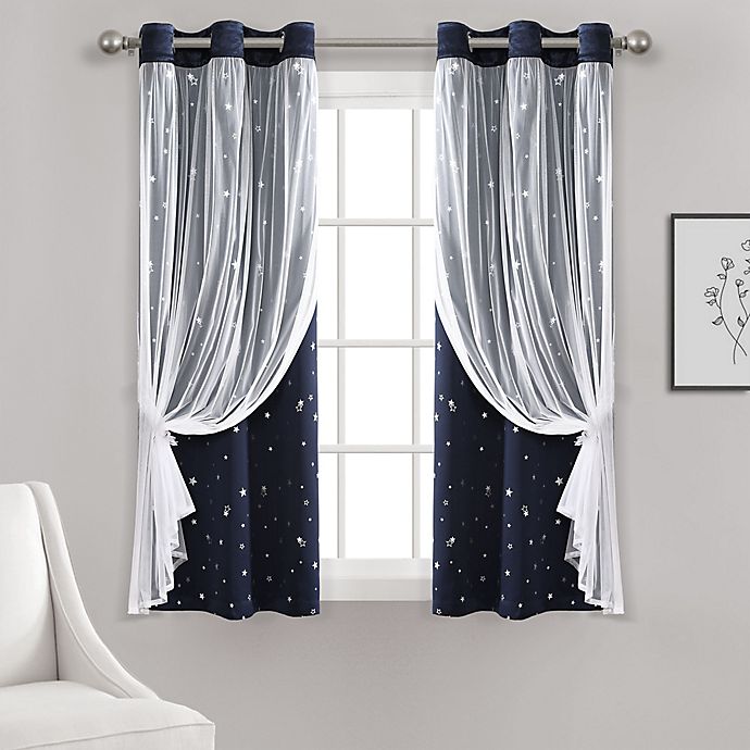 Lush Decor Star 63-Inch Layered Grommet Blackout Window Curtain Panels in Light Grey (Set of 2)