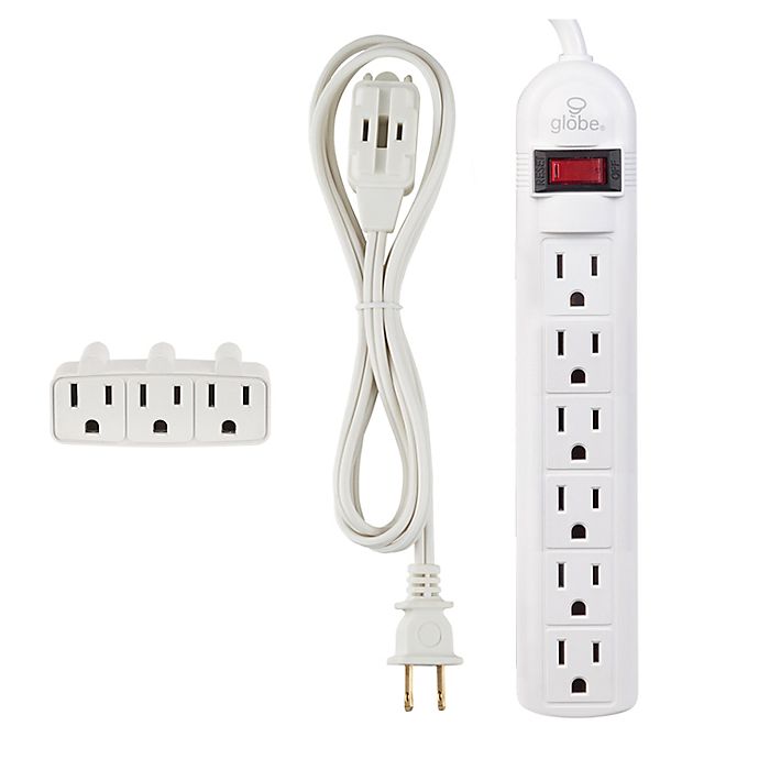 6X 1 FT 3 Outlet Grounded Extension Power Strip US Plug AC Wall Power Cord Beige 