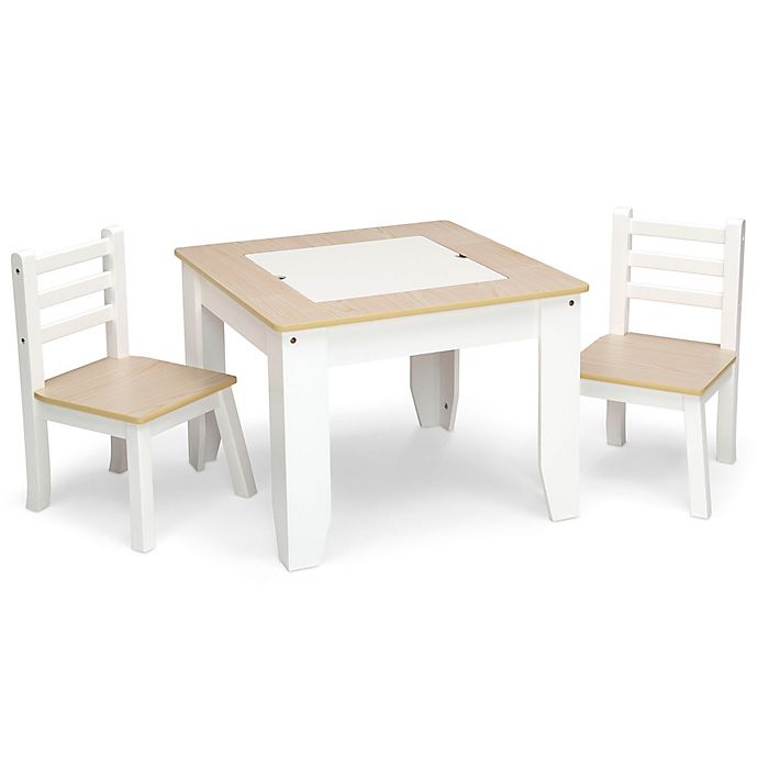 Delta Children® Chelsea 3-Piece Table and Chairs Set with Storage in White/Natural