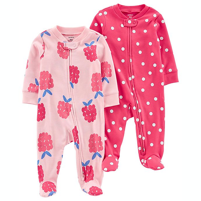 carter's® Size 3M 2-Pack Floral Zip-Up Sleep & Play Footie in Pink