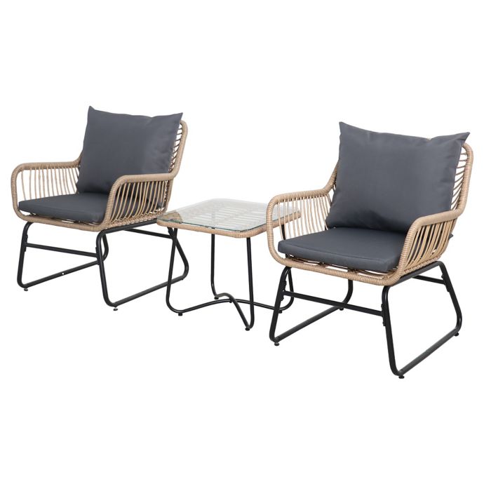 Northlight Kingston 3Piece Santa Cruz Rattan Patio Chat Set in Brown