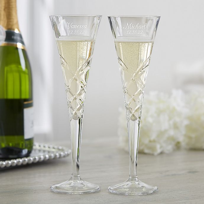 Gift 2 Personalized Wedding Glasses Engraved Champagne Wine Toasting Flutes 