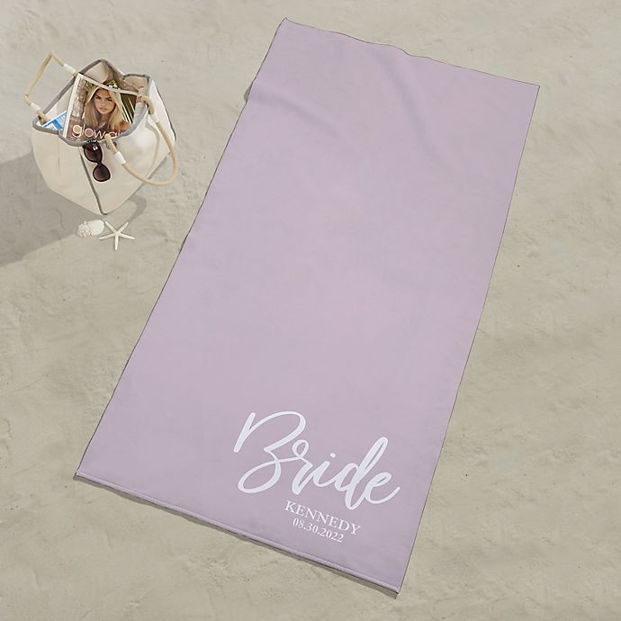 Classic Elegance Wedding Party Personalized Beach Towel in Pink