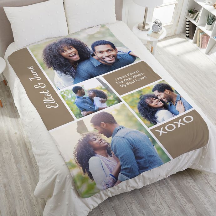 Romantic Love Photo Collage Personalized Weighted Blanket Bed Bath