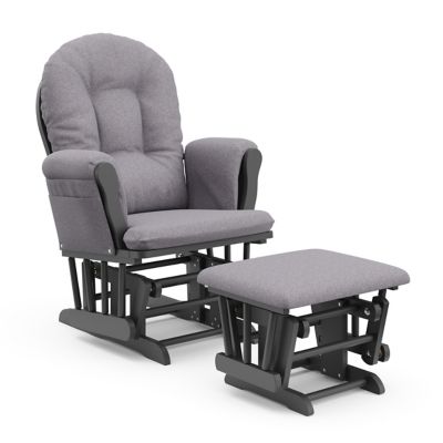 Storkcraft Hoop Glider And Ottoman Set In Grey Swirl Dark Grey