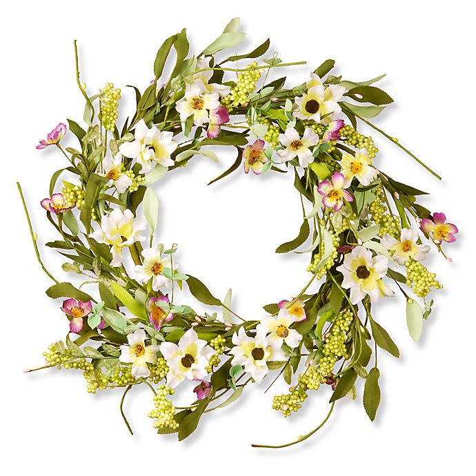 National Tree Company® 20-Inch Floral Artificial Wreath in Purple/White