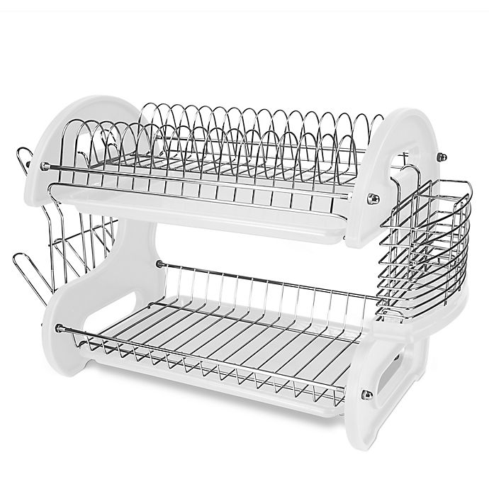 Home Basics 2-Tier Dish Drainer in White
