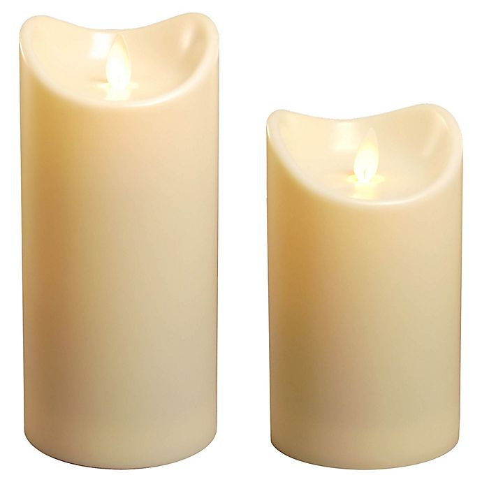 Battery Operated Pillar Candle with Moving Flame in Cream