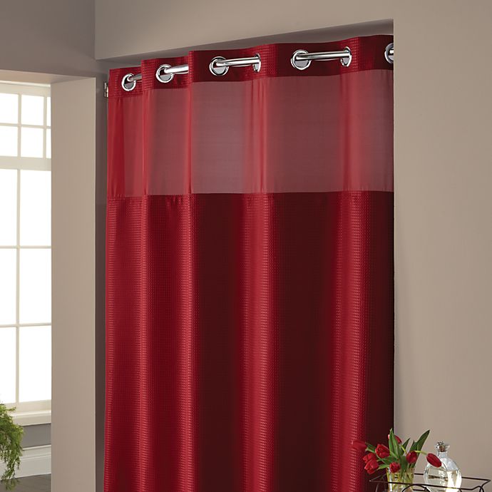 Hookless Waffle Fabric Shower Curtain, Shower Curtain And Liner Set