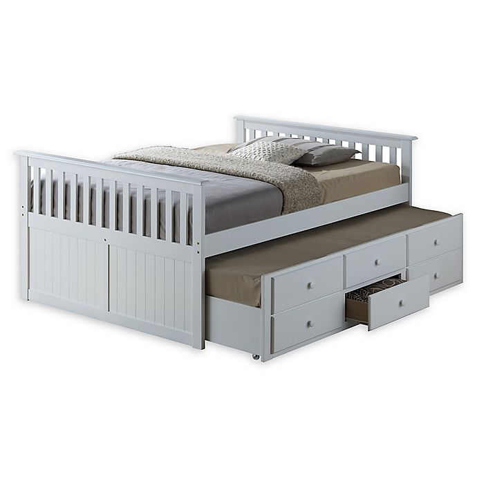Storkcraft Kids Marco Island Full Captain's Bed with Trundle and Drawers in White