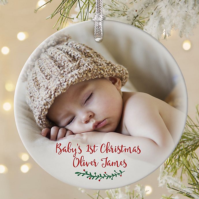 Holly Branch Baby Matte Photo Ornament