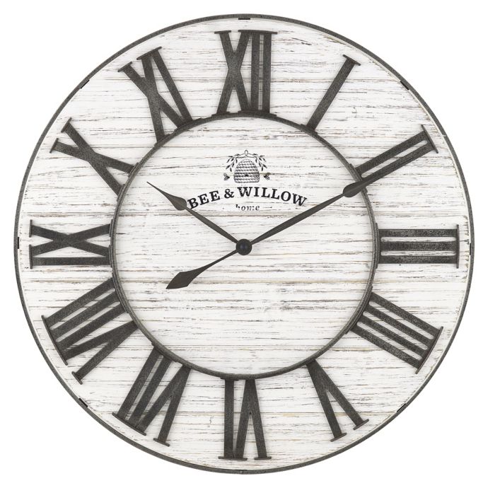 Bee & Willow™ Home 26 Inch White Wash Wall Clock | Bed Bath & Beyond