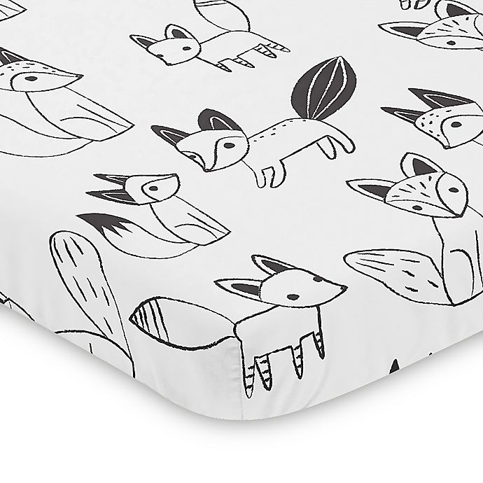 Sweet Jojo Designs® Black and White Fox Mini Crib Sheet