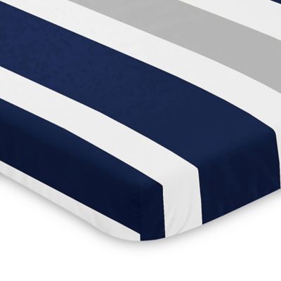 navy stripe crib sheet