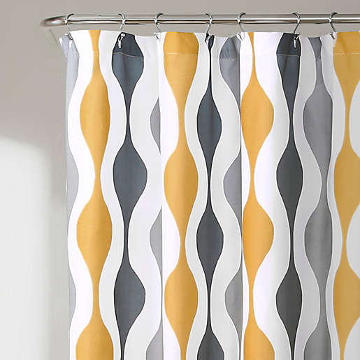 Mid Century Geometric Shower Curtain, Mid Century Shower Curtain Rod