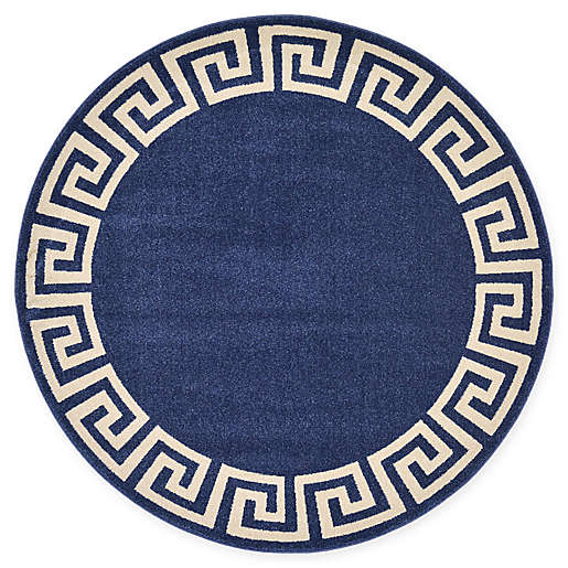 Shop Unique Loom Modern Athens 6' Round Area Rug in Navy from Bed Bath & Beyond on Openhaus
