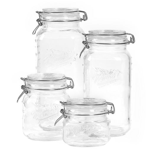 Download 4 Piece Clear Mason Jar Set With Clamp On Lids Bed Bath Beyond