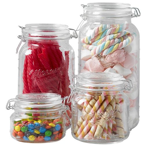 Download 4 Piece Clear Mason Jar Set With Clamp On Lids Bed Bath Beyond