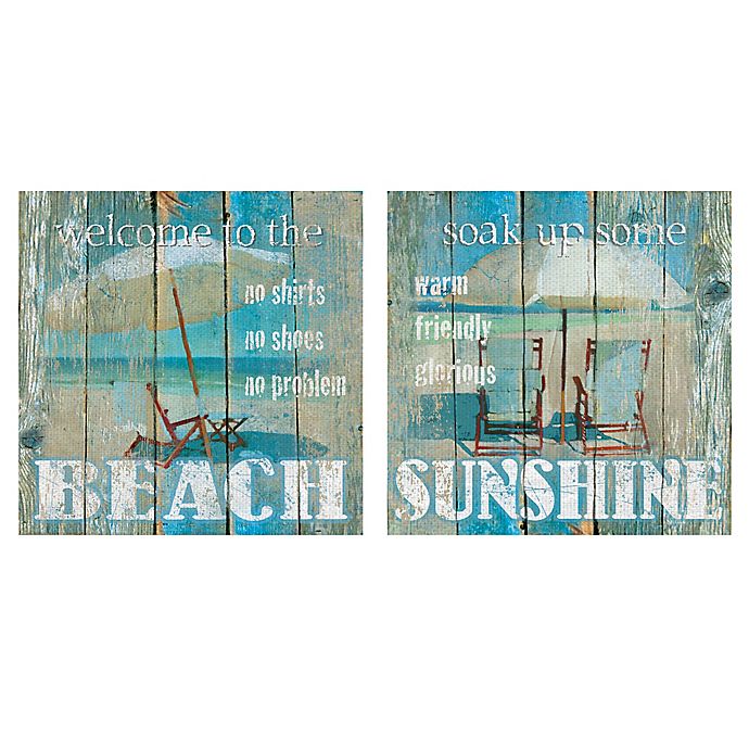 Beach & Sunshine Square Canvas Wall Art (Set of 2)