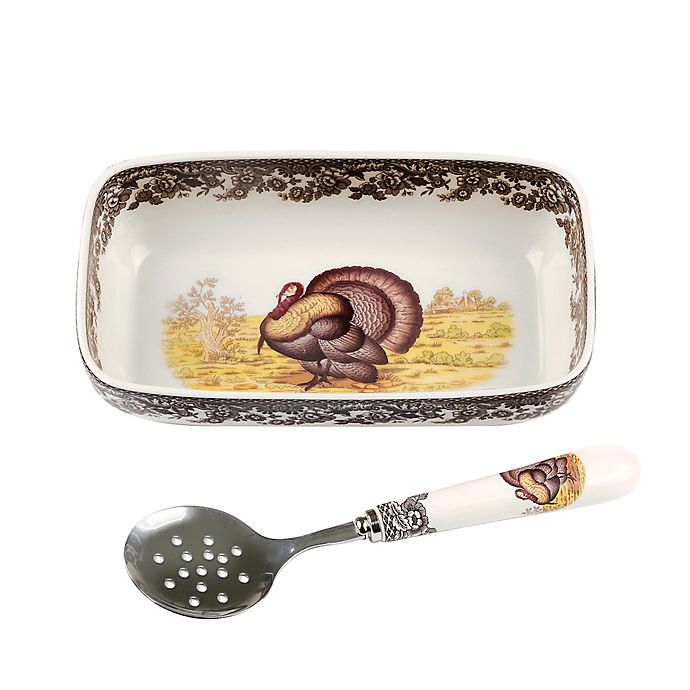 Spode® Woodland Turkey Cranberry Dish with Spoon