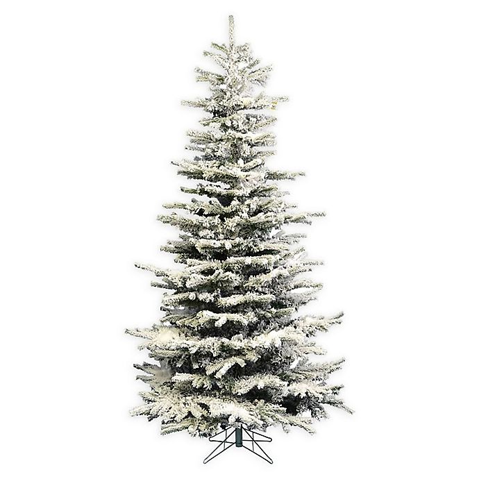 Perfect Holiday Pre-Lit Slim Flocked Artificial Christmas Tree