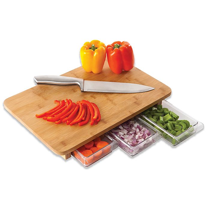 Quirky® Mocubo One Stop Chop Bamboo Cutting Board with Storage Containers