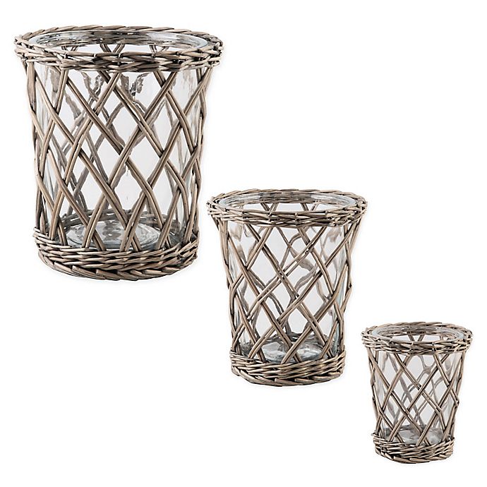 Bee & Willow™ Small Willow-Wrapped Glass Hurricane Candle Holder