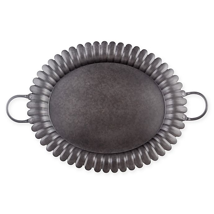 Bee & Willow™ Oval Ribbed Galvanized Metal Tray in Black