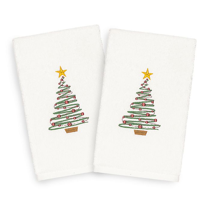 Linum Home Christmas Tree Hand Towels (Set of 2)