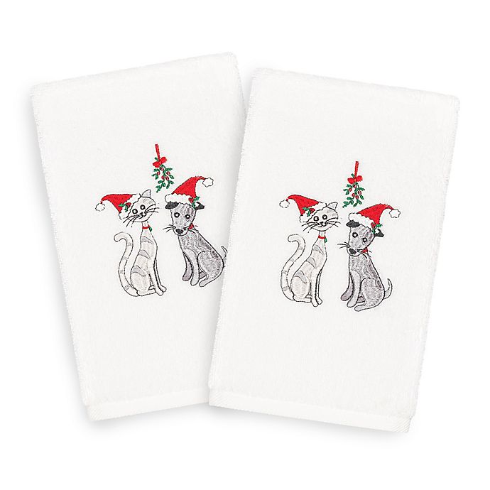 Linum Home Christmas Cute Couple Hand Towels (Set of 2)