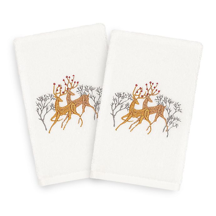 Linum Home Textiles Christmas Deer Pair Hand Towels (Set of 2)