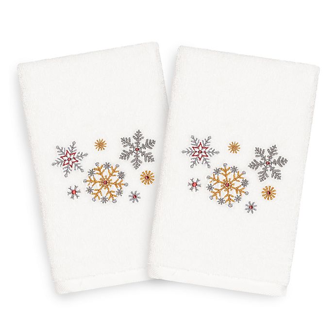 Linum Home Textiles Christmas Snowfall Hand Towels (Set of 2)