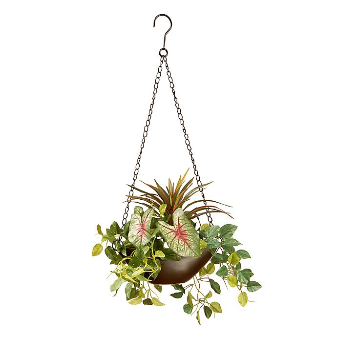 National Tree Company 9-Inch Assorted Greens Artificial Hanging Basket in Green