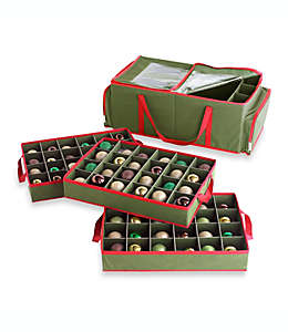 Caja de poliéster para adornos navideños Real Simple® con 3 charolas color rojo