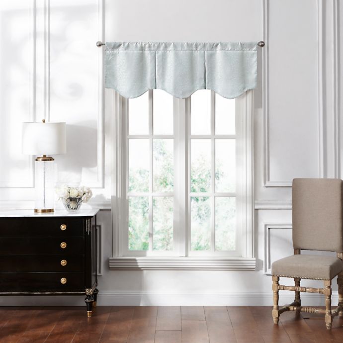 Waterford® Lucida Lace Scalloped Window Valance in Spa | Bed Bath & Beyond