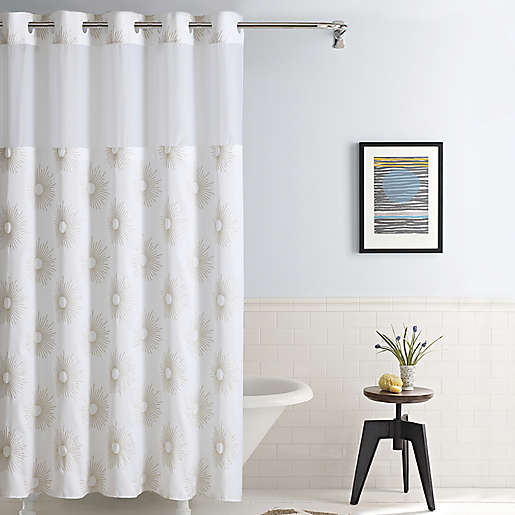 Starburst Fabric Shower Curtain In, Cream Colored Shower Curtain