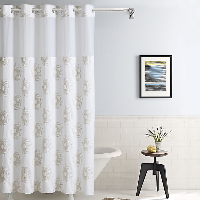 Starburst Fabric Shower Curtain In, How To Use Hookless Shower Curtain