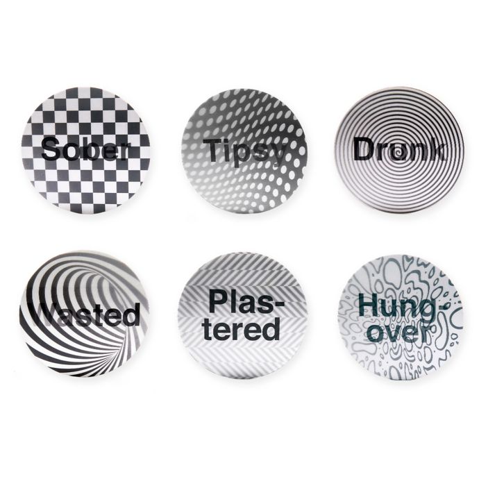 Kikkerland Design ® Cork 6Piece Coaster Set in Black/White Bed Bath