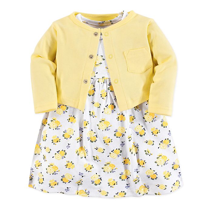 Luvable Friends® Size 3-6M 2-Piece Floral Dress and Cardigan Set in Yellow