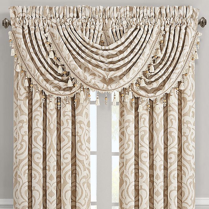 J Queen New York Sand Milano Waterfall Valance, White Waterfall Valances Curtains
