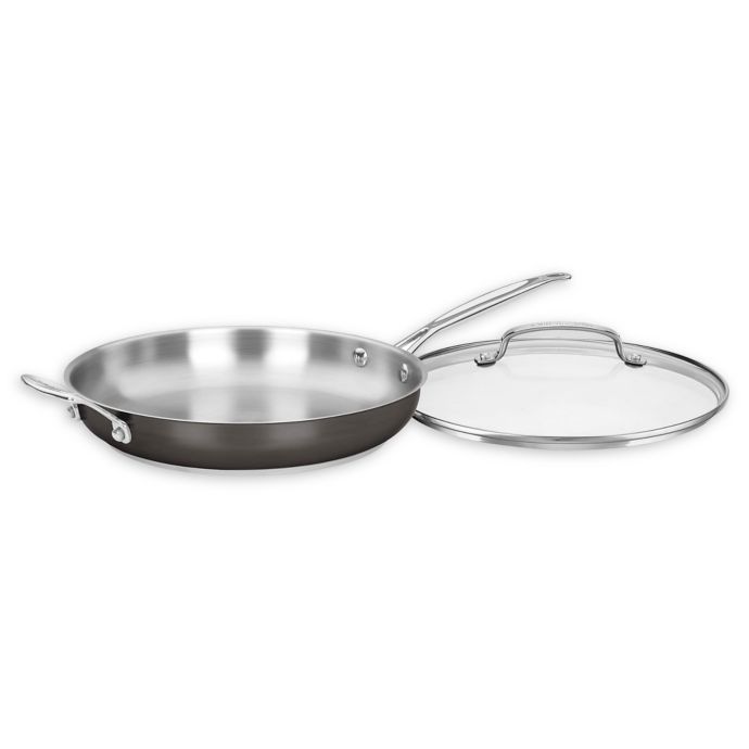 Cuisinart® Stainless Steel 12Inch Covered Skillet in Black Bed Bath